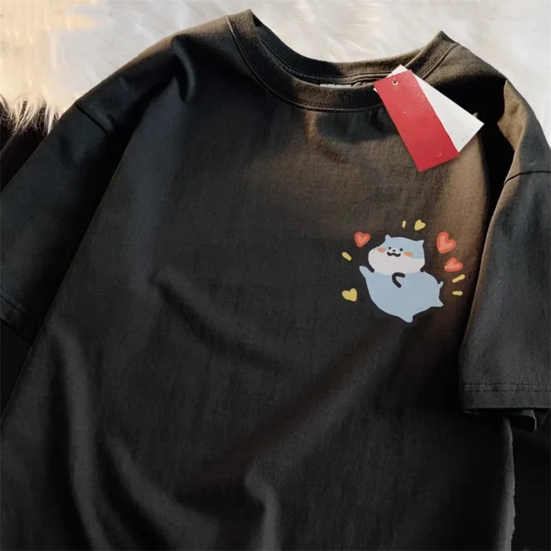 

Лидер продаж 2024, хлопковые футболки для пар, винтажные футболки с изображением животных, большие высокие размеры, одинаковые для него и его, уличная одежда, мягкие летние топы