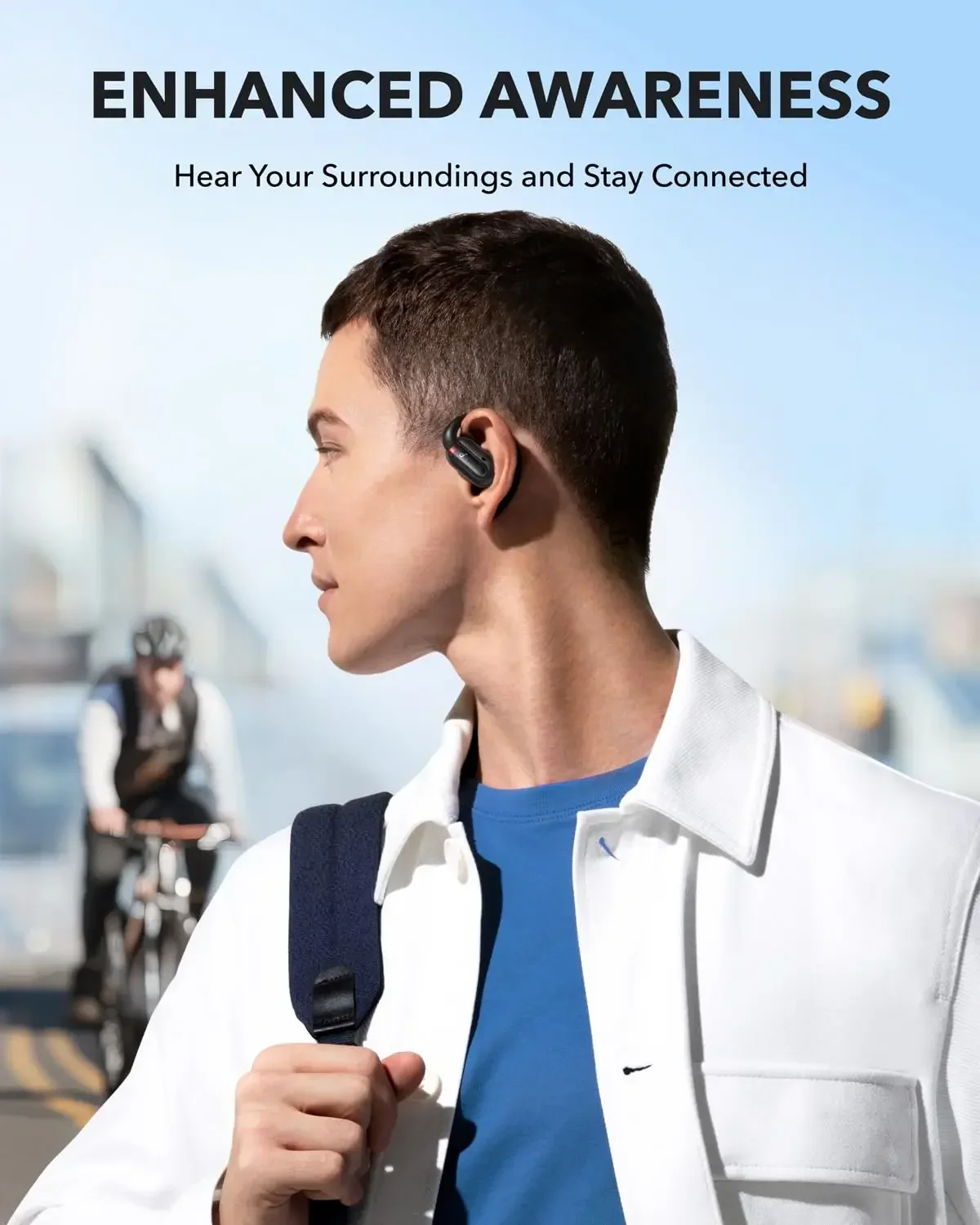 سماعات أذن مفتوحة من Soundcore من Anker V30i، راحة للغاية، تصميم خفيف الوزن، مقاس مريح، خطافات أذن مريحة، جهير قوي، 36 ساعة