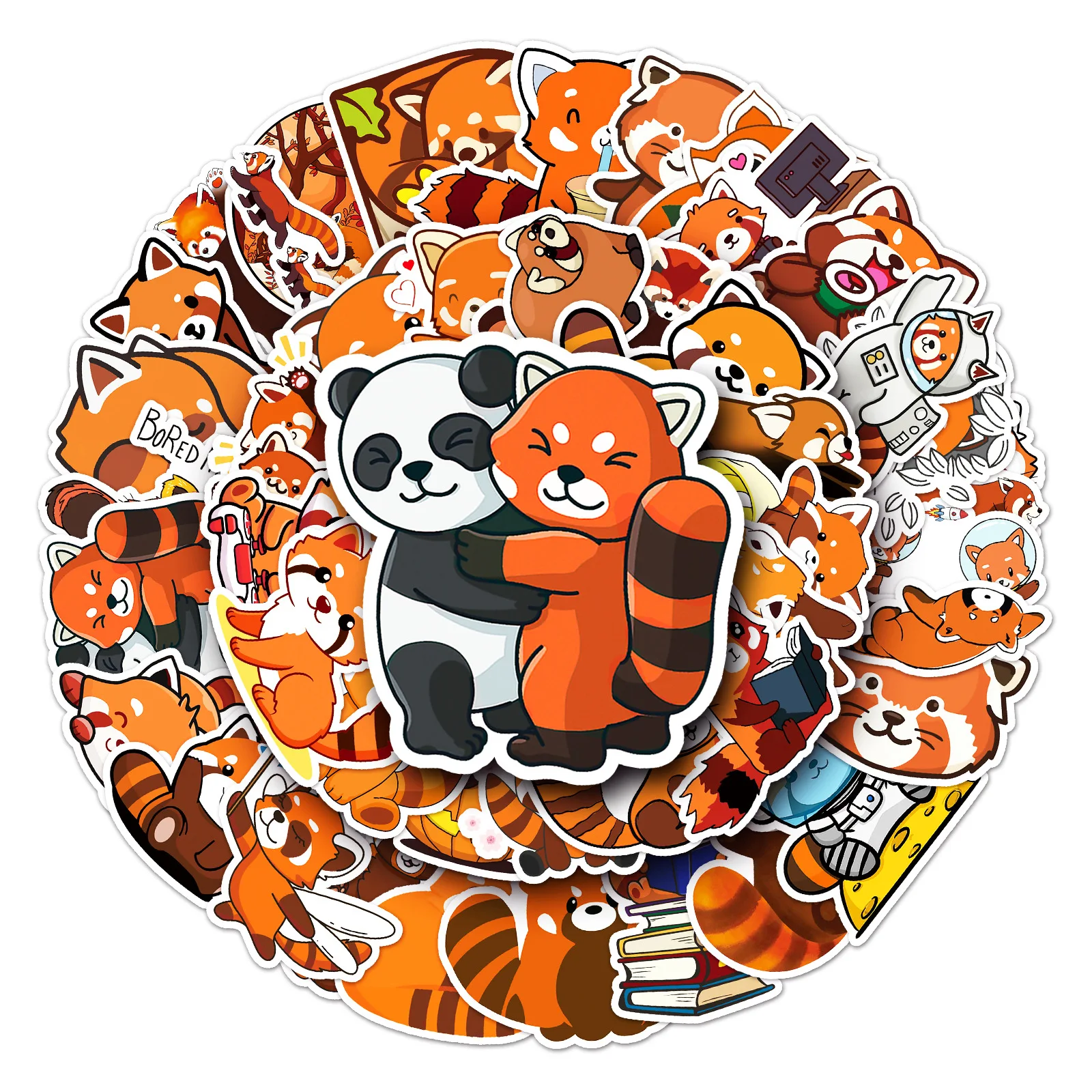 50Pcs Cute Red Panda Series Graffiti Stickers Suitable for Laptop Helmets Desktop Decoration DIY Stickers Toys Wholesale