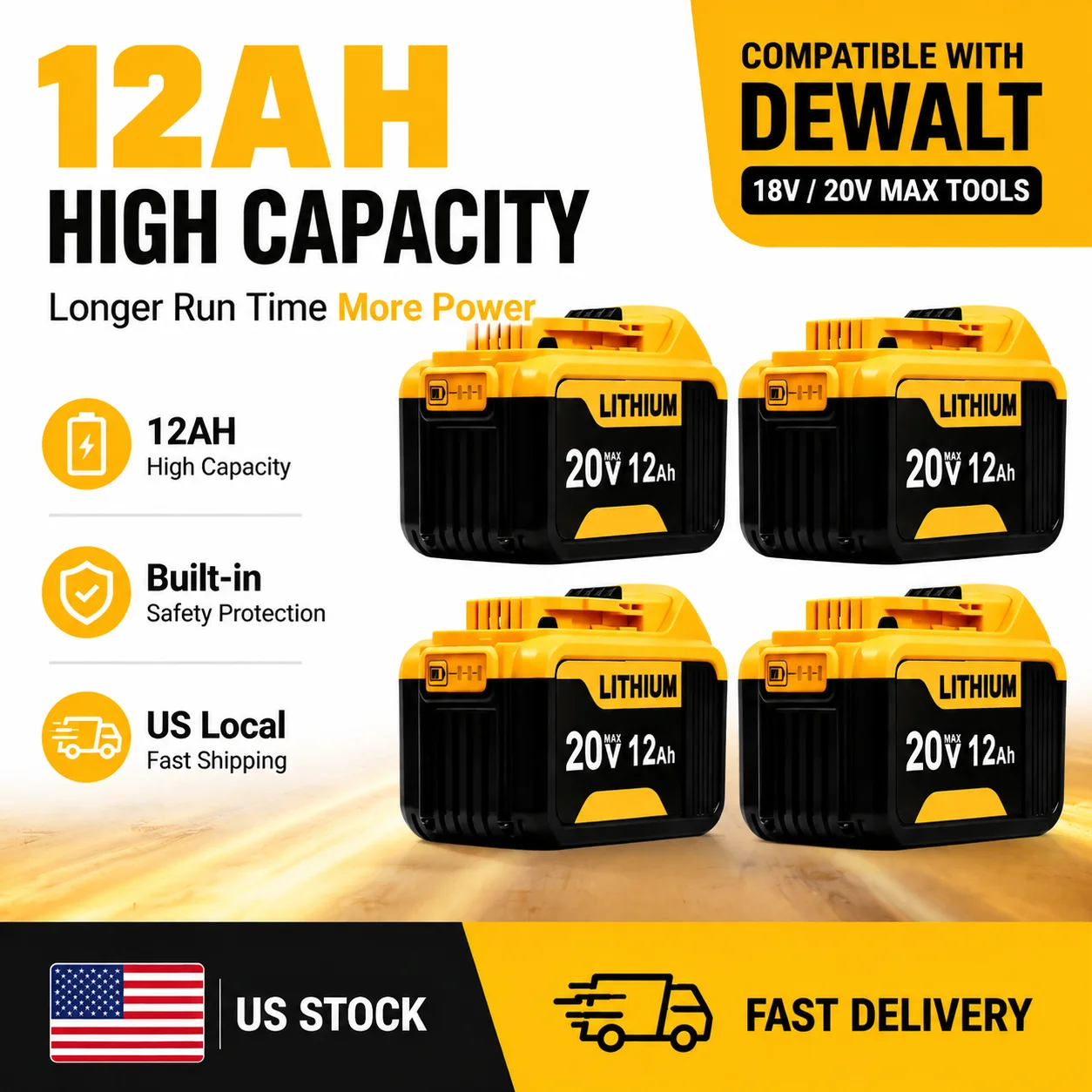 Power Tools Yellow And Black - DeWalt 18v 20V Lityum İyon Bataryalarla