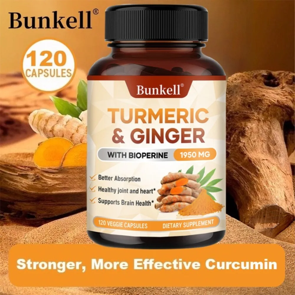 

Turmeric & Ginger with Bioperine 1950 Mg Better Absorption Healthy Joint and Heart Supports Brain Health Immune Support