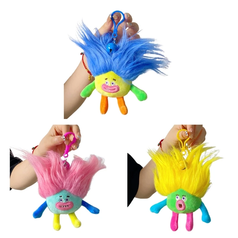 Ciondolo bambola capelli colorati, peluche, portachiavi, borsa, ornamento, pendenti per borsa