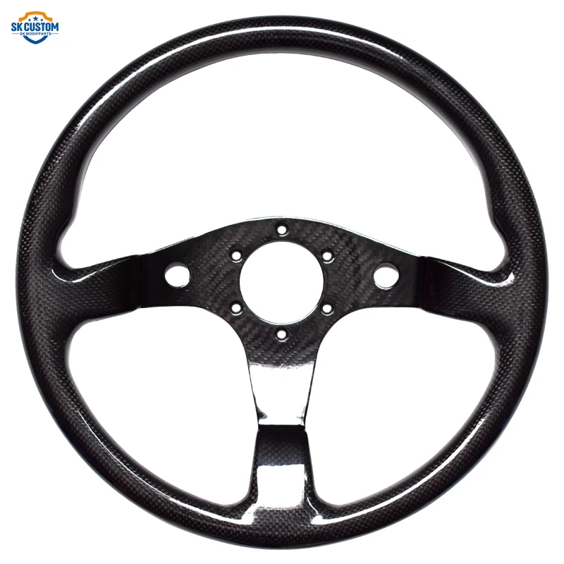 

Universal Racing Sport Steering Wheel 340mm Flat Dish 6 Bolt Carbon Fiber Steering Wheel Without airbags