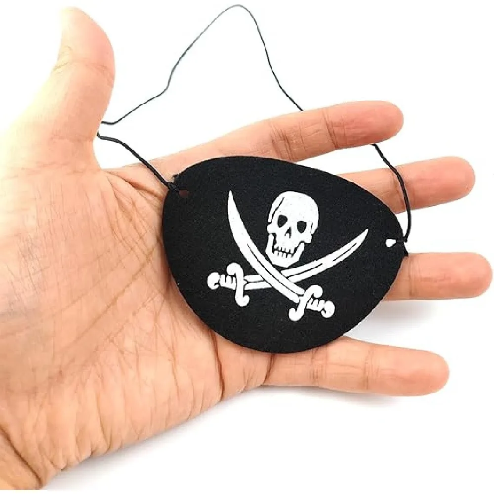 Felt Pirate Eye Patch, Skull Crossed Swords Pirate Eye Mask, Caribbean Cosplay One Eye Patch for Halloween Costume Party, 3 Pcs