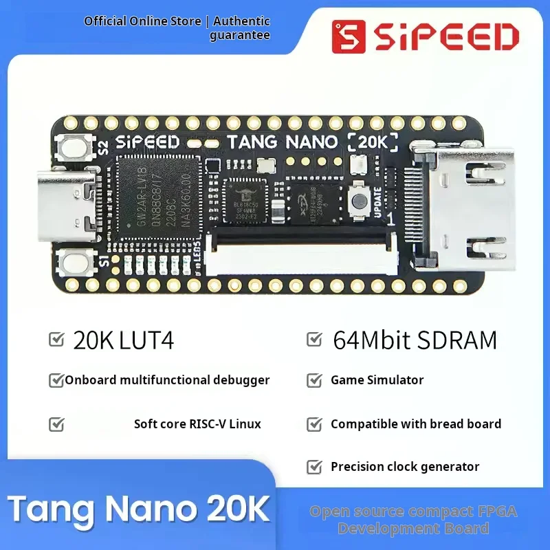 Sipeed Tang Nano 20K FPGA development board, RISCV Linux retro game console