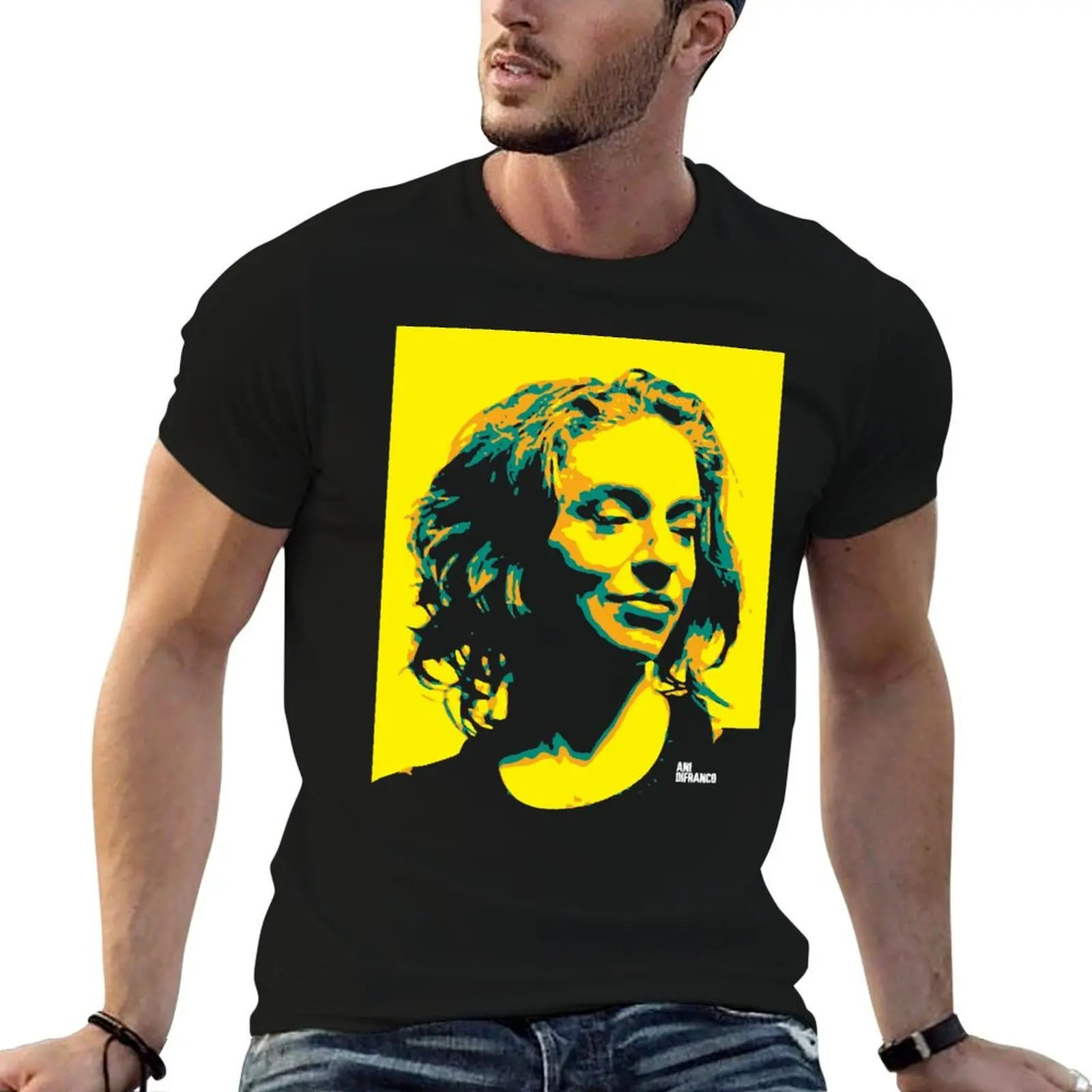 Ani DiFranco. Angela Maria. American singer-songwriter. T-Shirt oversizeds blacks tshirts for men