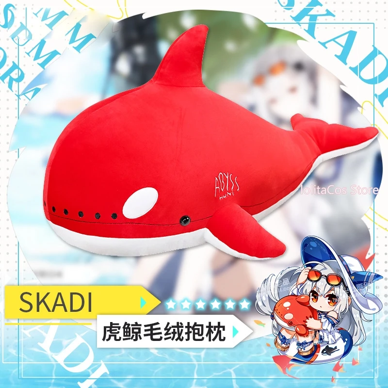 

Game Arknights Skadi Orcinus orca Cosplay Red Doll Short Plush Stuffed Sofa Cushion Throw Pillow Toy Cute Birthday Xmas Gift