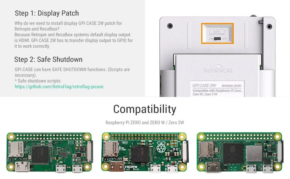Retroflag GPi CASE 2W Kompatibel mit Raspberry Pi ZERO, ZERO W, ZERO 2W mit 3-Zoll LCD-Bildschirm, Wiederaufladbarem Akku – Detail 4