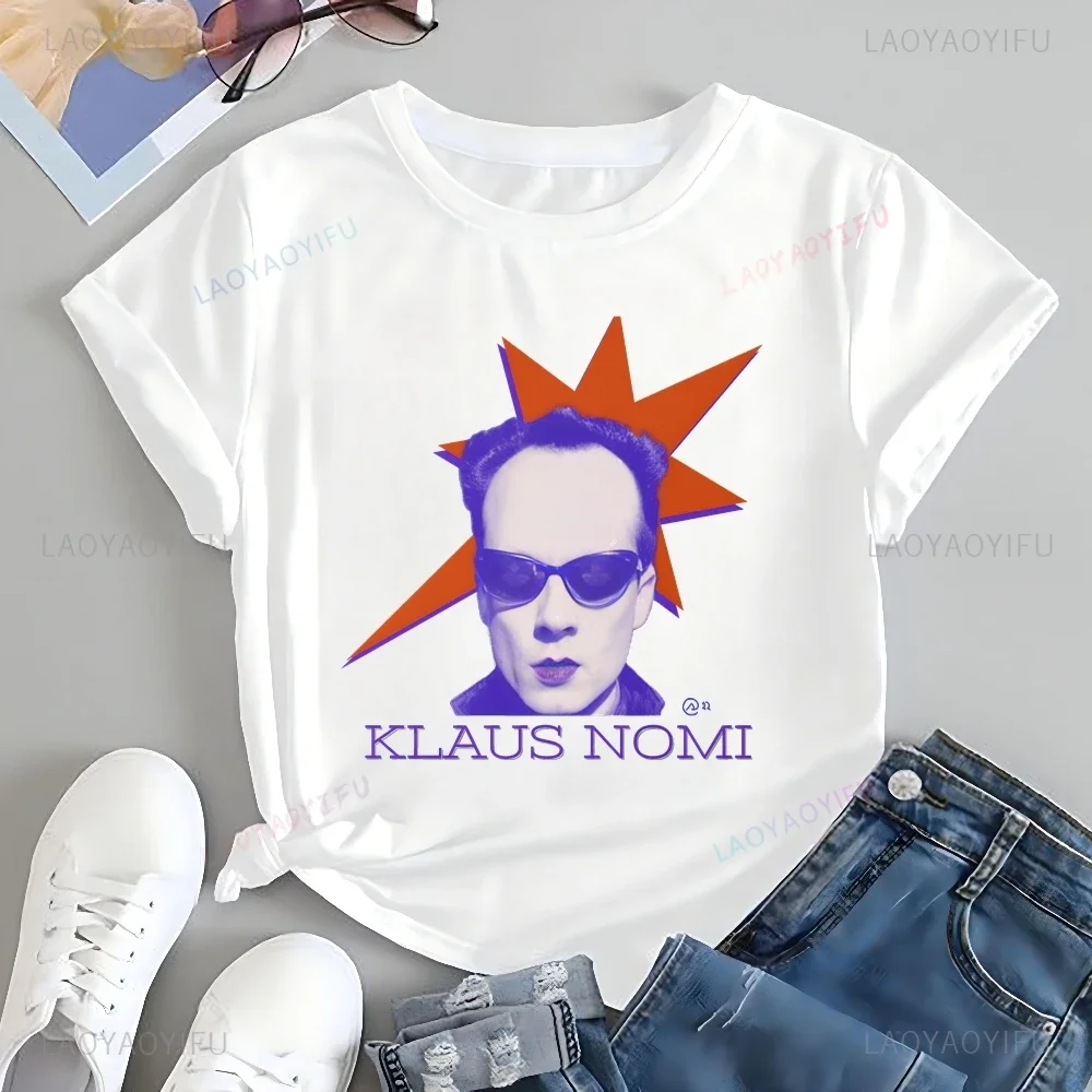 Streetwear Vintage Klaus Nomi Bedrucktes T-Shirt Top Nomi Neutral Trend Harajuku Unisex Shirt Grafik Übergroßes Baumwoll-T-Shirt