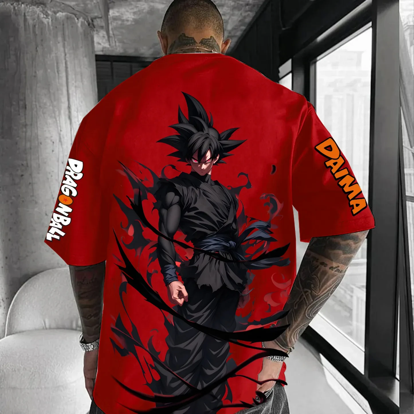 Koszulka męska z krótkim rękawem i okrągłym dekoltem Dragon Ball Collaboration, bestsellerowa, letnia, sportowa i codzienna, w dużych rozmiarach, idealna do dojazdów do pracy.