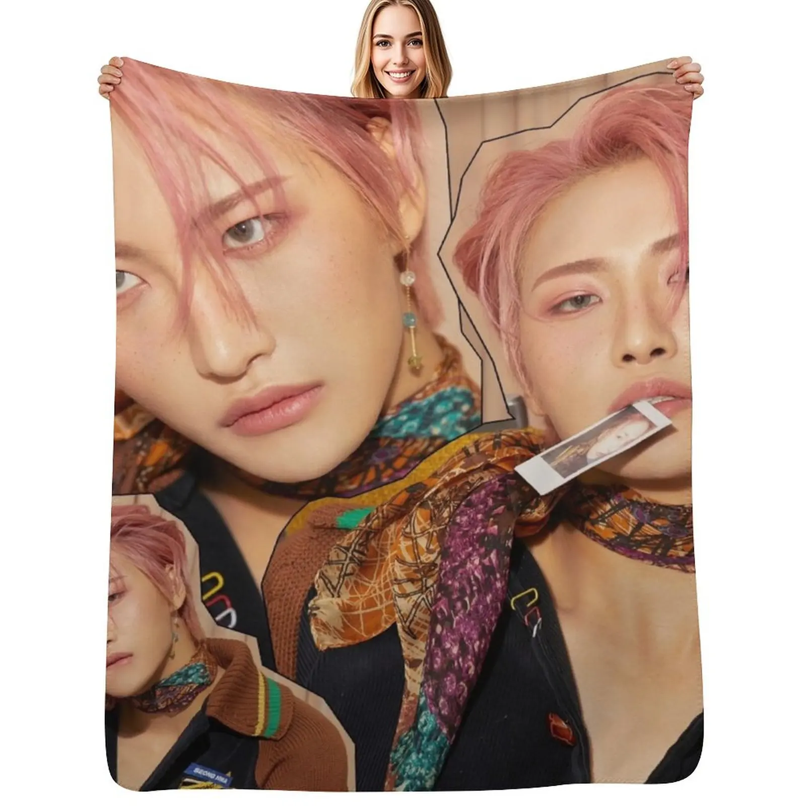 

Seongwha ATEEZ THE REAL Throw Blanket Warm Plush Fuzzy Blanket for Living Room