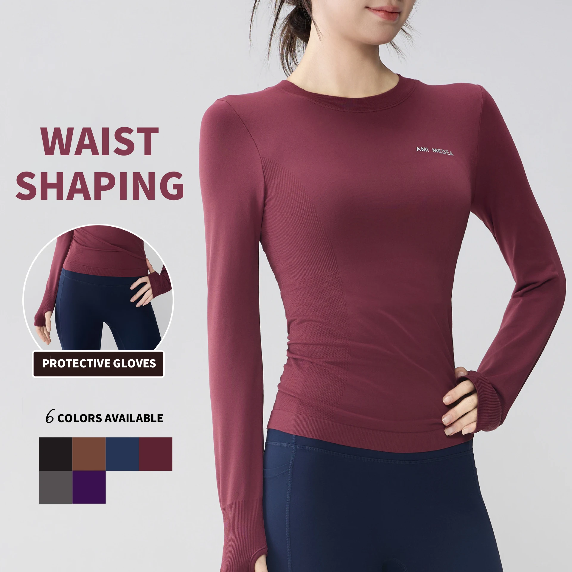 Women's Buttery Soft Crew Neck Compression Long Sleeve Top, Quick-Dry Athletic Shirt for Yoga, Running & Gym Workouts