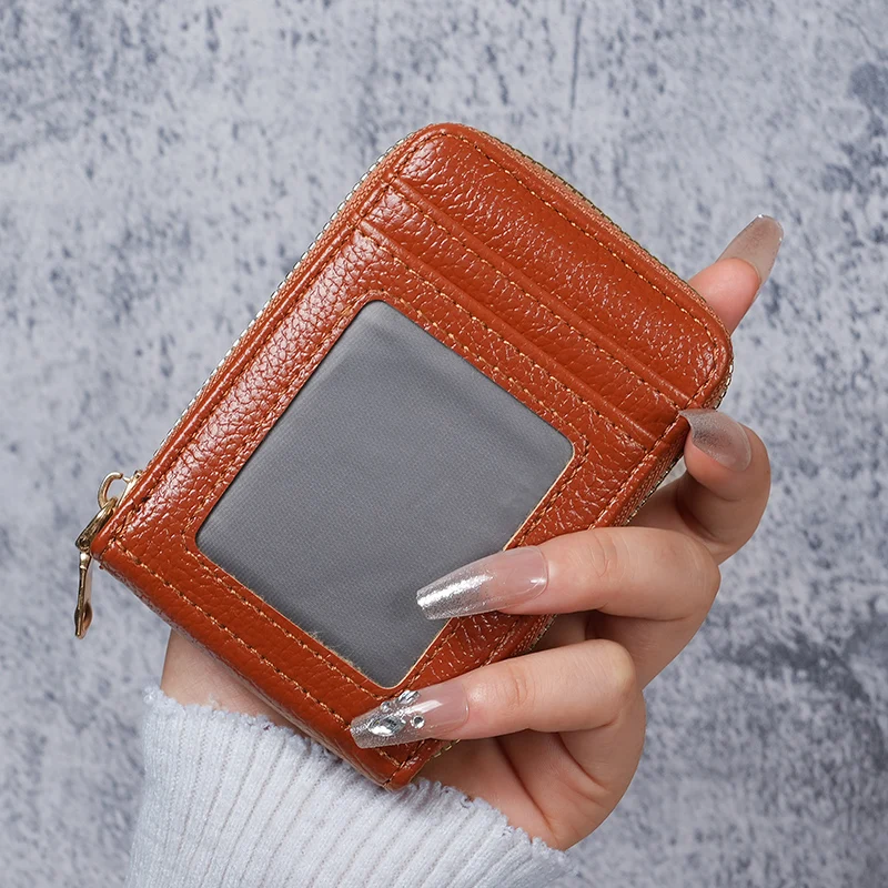 

Cross-border new organ card package Korean portable ladies short bank card package business card holder zipper vertical clutch b