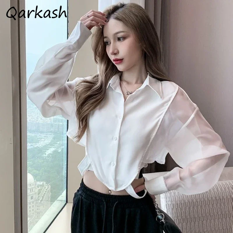 Shirts Women Mature Y2k Crop Tops Fashion Sun-proof Streetwear Casual Mujer Sexy Personality All-match Clothing European Style