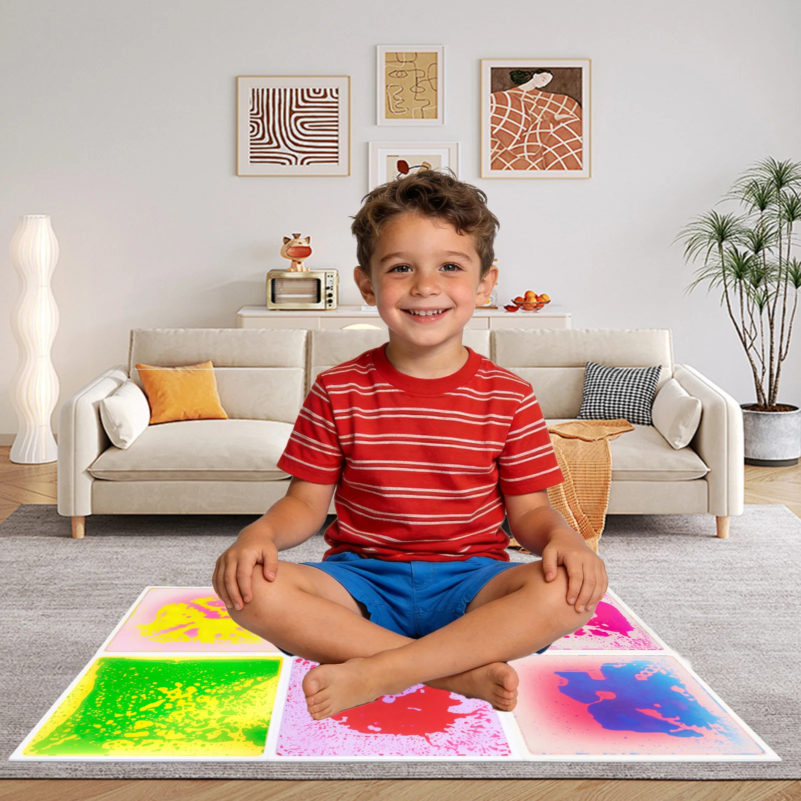 

Visual Sensory Mat Liquid Anti Slip Durable Vibrant for Kids Home Classroom Sensory Play