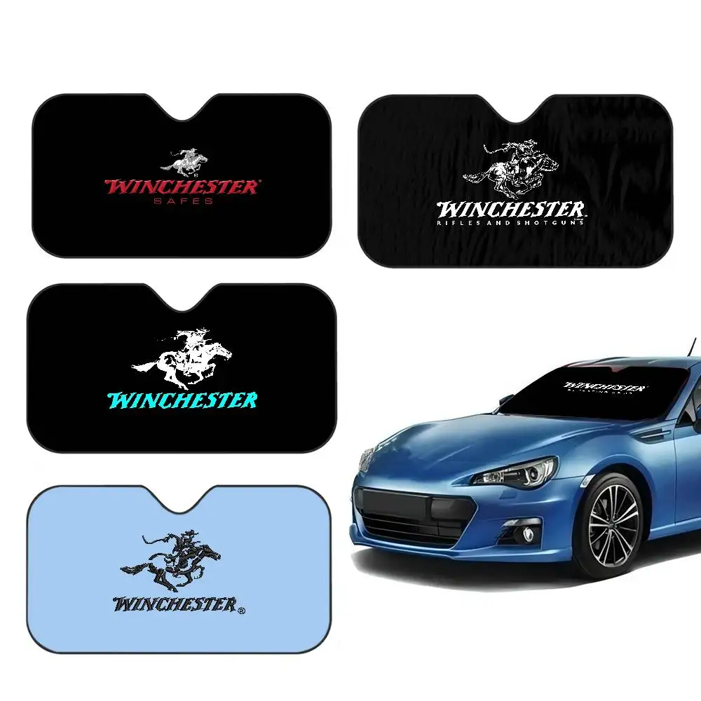 Winchester logo Sunshade Windscreen Fold-up Car Front Windshield 70x130cm Car Window Windscreen Cover Heat Reflector