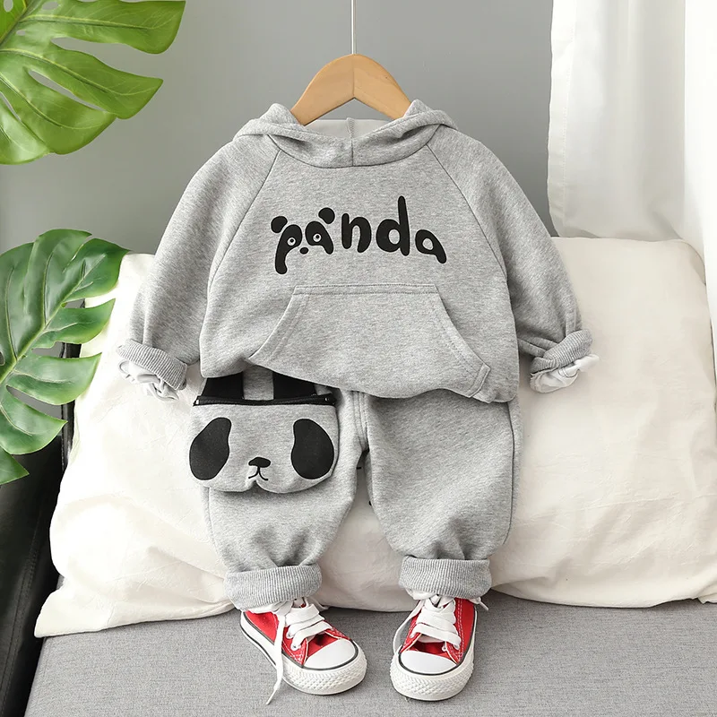 Autumn Boys Clothing Set Kids Cartoon Panda Pullover Tops Pants 2Pcs Suit For Boys Children Sports Costume Infant Outfits  789