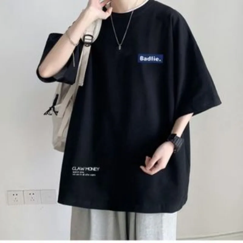【Size 8XL】Men's Casual Teenager Student T-shirt  American Vintage Letter BAD Print T-shirt Loose Large Size Large image 5