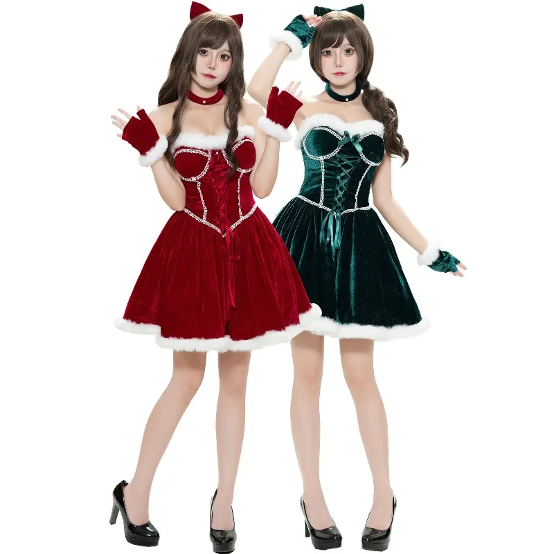 

Christmas Sexy Dress Cosplay Costume Japanese Kawaii Princess Lolita Uniform Santa Claus Suit for Women Xmas Party Outfit