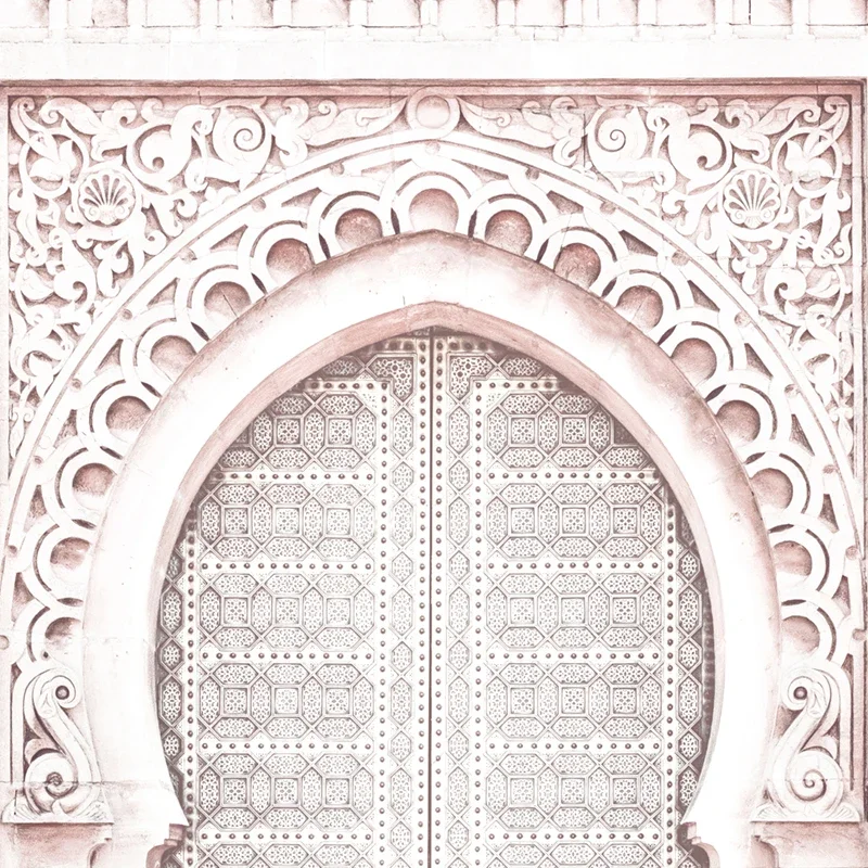 1PC Large-sized frameless canvas paintings,Vintage Pink Rug Art Prints Boho Wall Decor Eclectic Poster , Ancient Gate Morocco Do