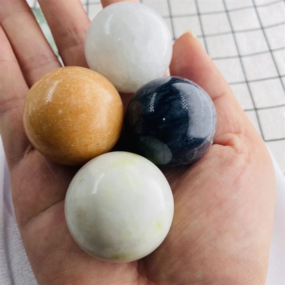 1Pair Natural Jade Baoding Ball Fitness Handball Quartz Sphere Relaxation Hand Wrist Exercise Massage Therapy Healing Stone view 3