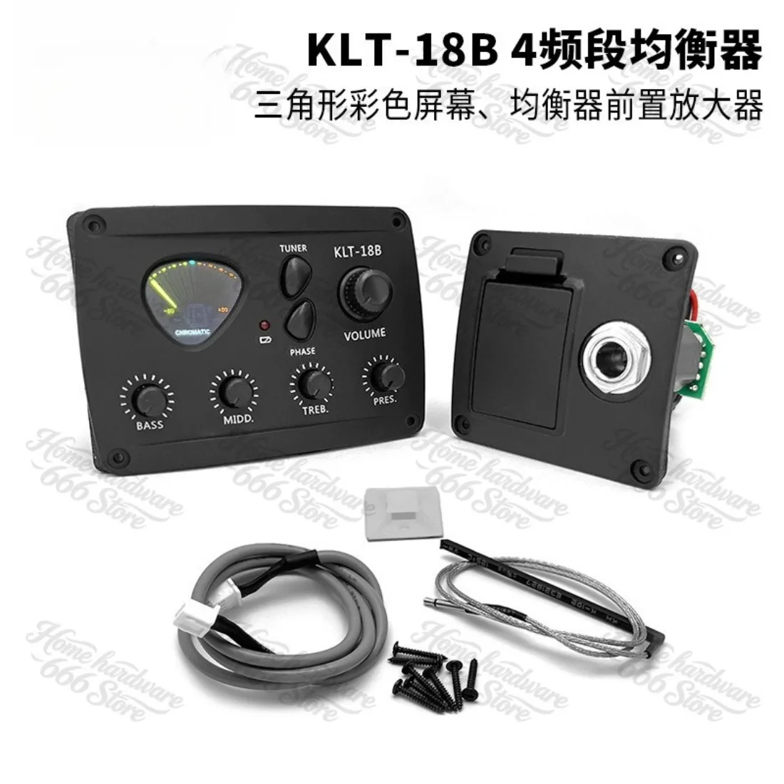 Acoustic Guitar Pickup KLT-18B Four-Band EQ Color Screen Tuner EQ Preamplifier