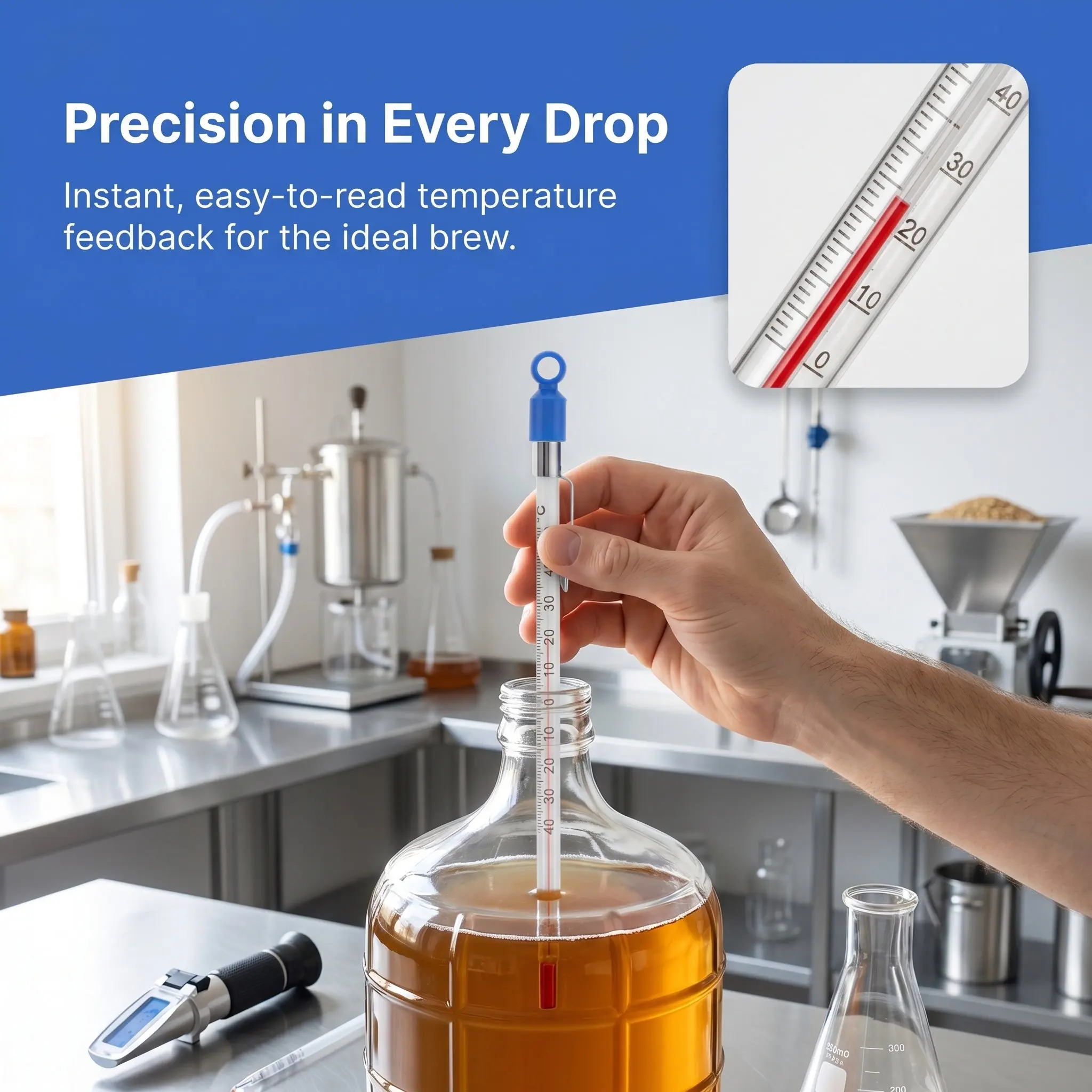 Kitchen Wine Thermometer Easy Read Home Brew Red Glass Food Current Temperature Indicator Liquid Gauge for