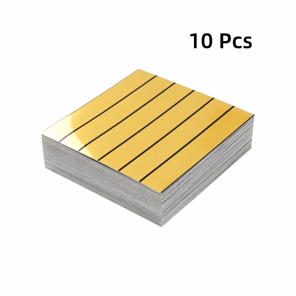 10PCS Self-Adhesive Faux Grille Mirror Wall Sticker Stripe Pattern Reflective Mirror Wallpaper Waterproof Shining Surface