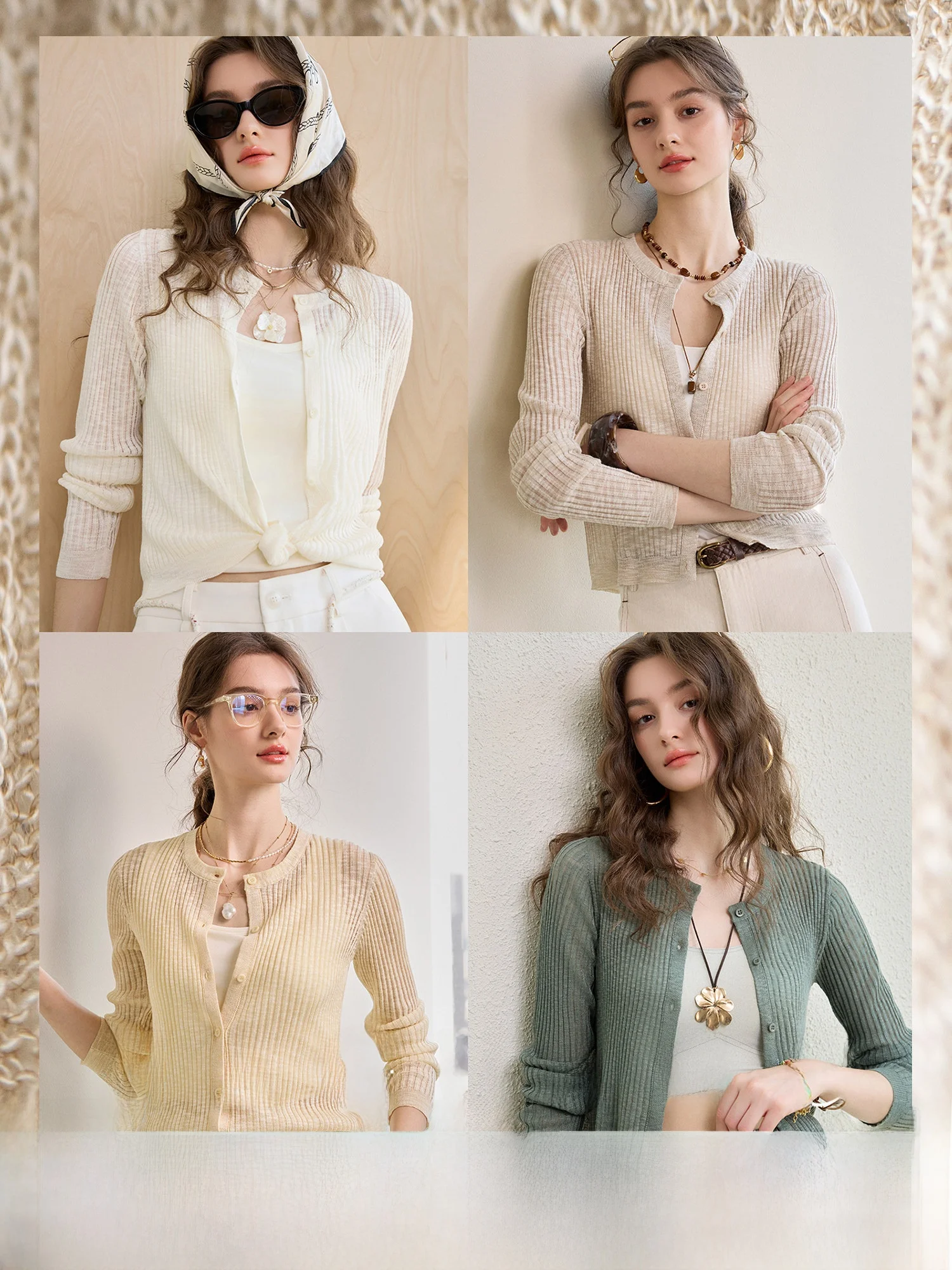 

Thin Knitted Long Sve round Ne Oxygen Permeable Texture Outerwear Eco-Friendly Fiber Casual Sle Women's Top Coat