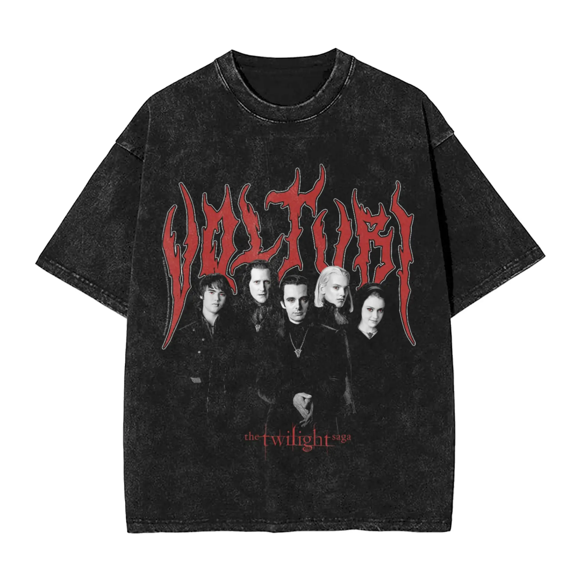 Men T-Shirt Twilight Heavy Metal Volturi Group Photo Movie Washed T Shirts Hipster  Beach Tee Shirt Vintage Pattern Cotton Tops