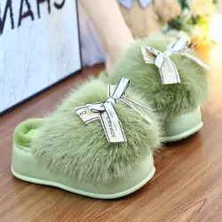 Ins new stylish winter platform slippers women's super fluffy indoor shoes fur slides woman trends chic fuzzy outdoor mules shoe