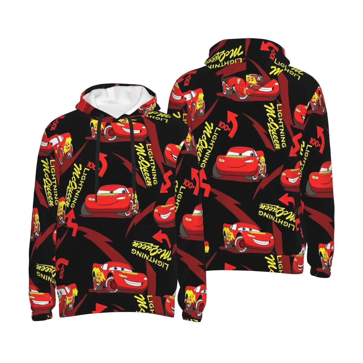 Lightning Mcqueen Car Hoodie For Men Women Pullover Long Sleeve Sweatshirts Drawstring Hooded Shirt with Kanga Pocket