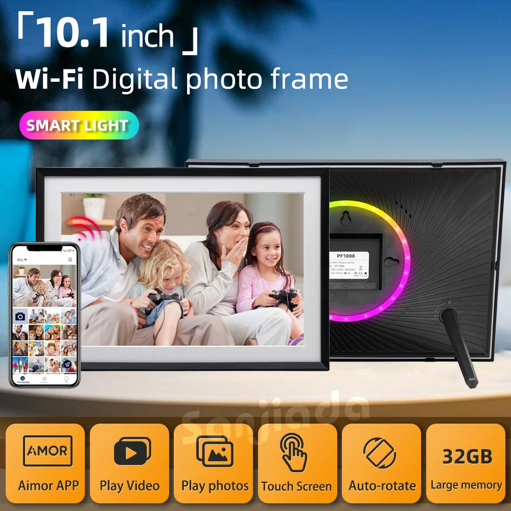 New 10.1 Inch IPS HD Touch Screen Digital Photo Picture With LED Light AiMOR App Cloud Wifi Digital Photo Frame