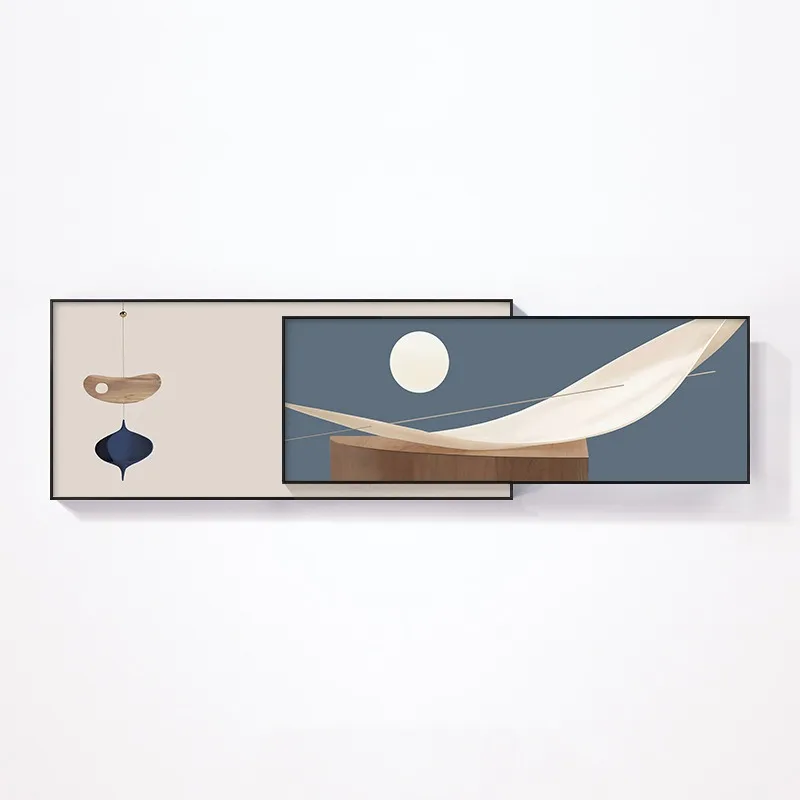 

Nordic decorative painting in the living room, modern simple and high-end light luxury sofa background wall