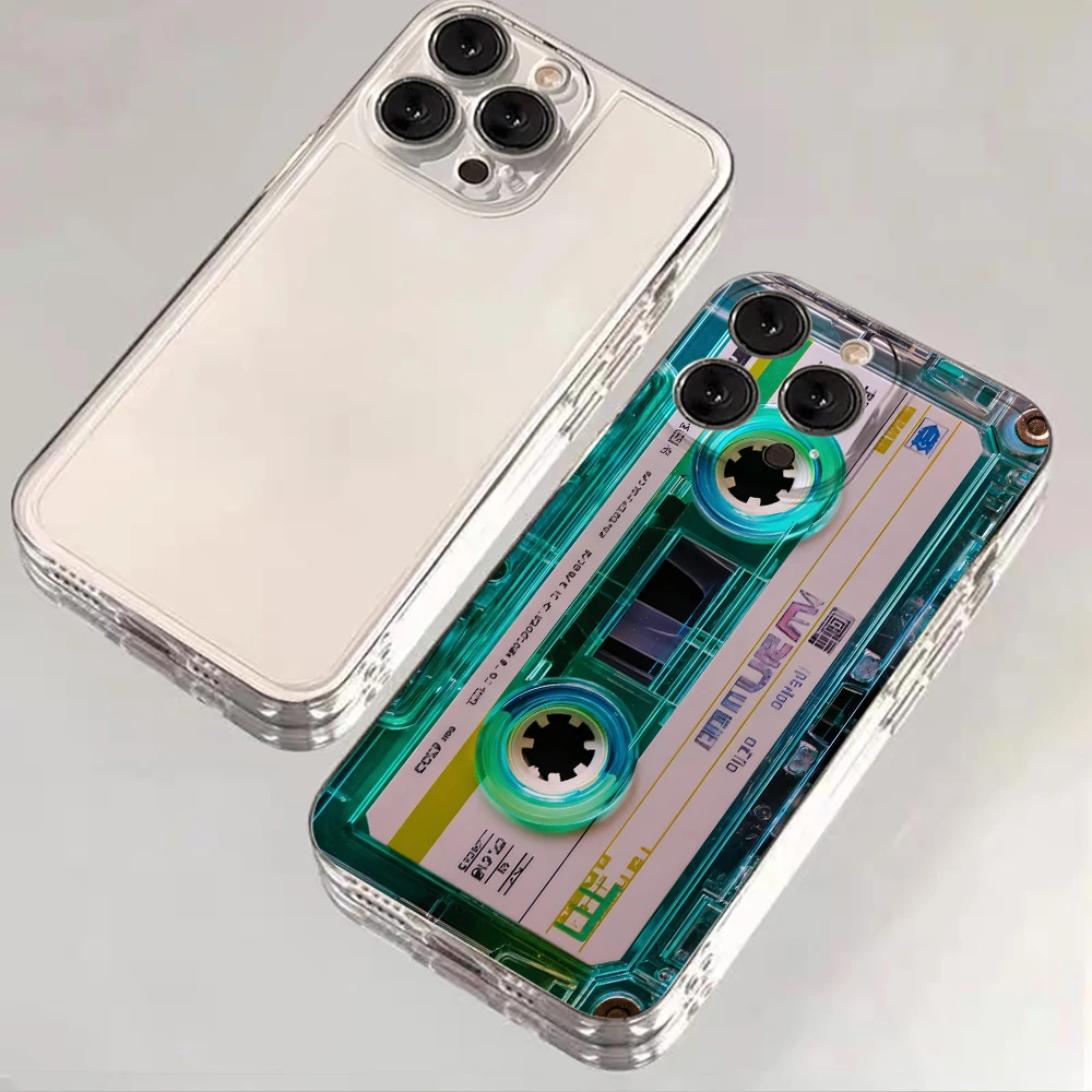 Transparente Hülle für Samsung Galaxy S25 S24 S23 Ultra S22 S21Plus FE A56 A55 A54 A53 A36 A35 A34 5G PC Retro Kassetten-Kunst Schutzhülle – Detail 4