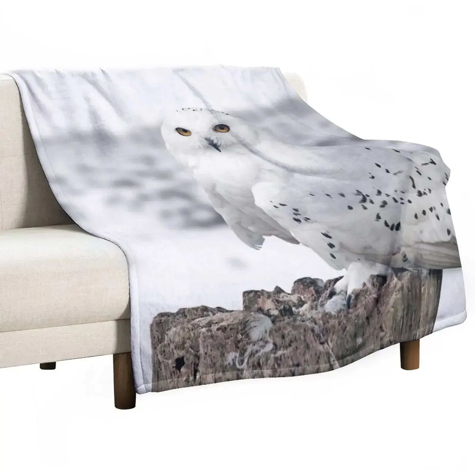 owl in the snow Throw Blanket Retros Furrys anime For Sofa Thin Blankets