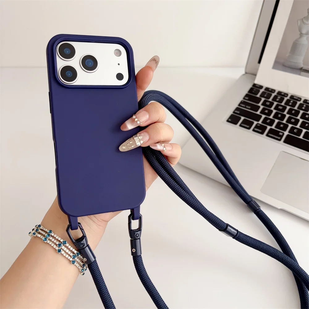 Official Lanyard Case For iPhone 17 Pro Max 14 12 11 13 15 16 Plus 17 Air Shockproof Candy Crossbody Neck Cord Strap Soft Cover - Detail 1