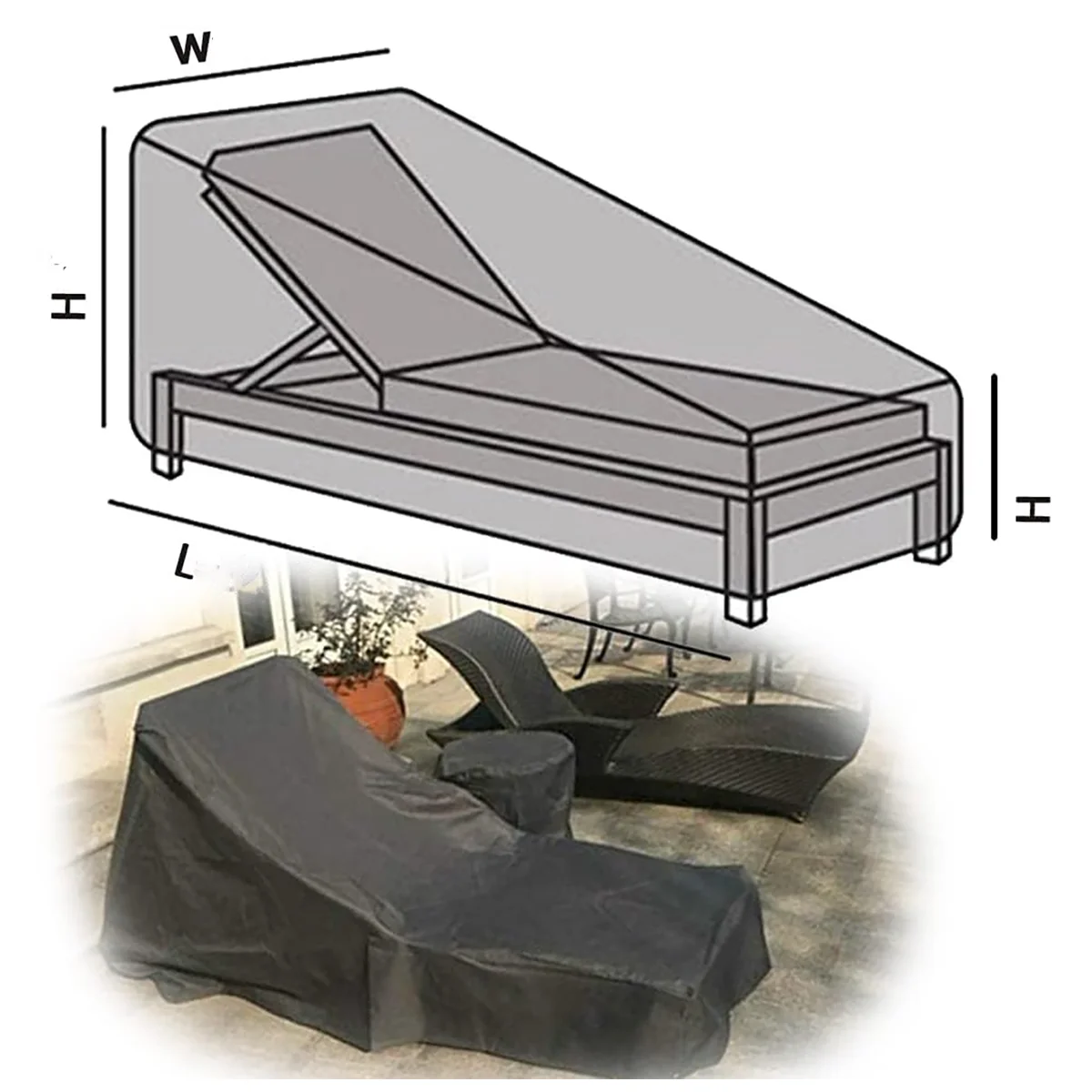 Wodoodporna pokrowiec na krzesło leżak Patio, zewnętrzna osłona przed leżakiem, anty-UV i pyłoszczelna, meble ogrodowe