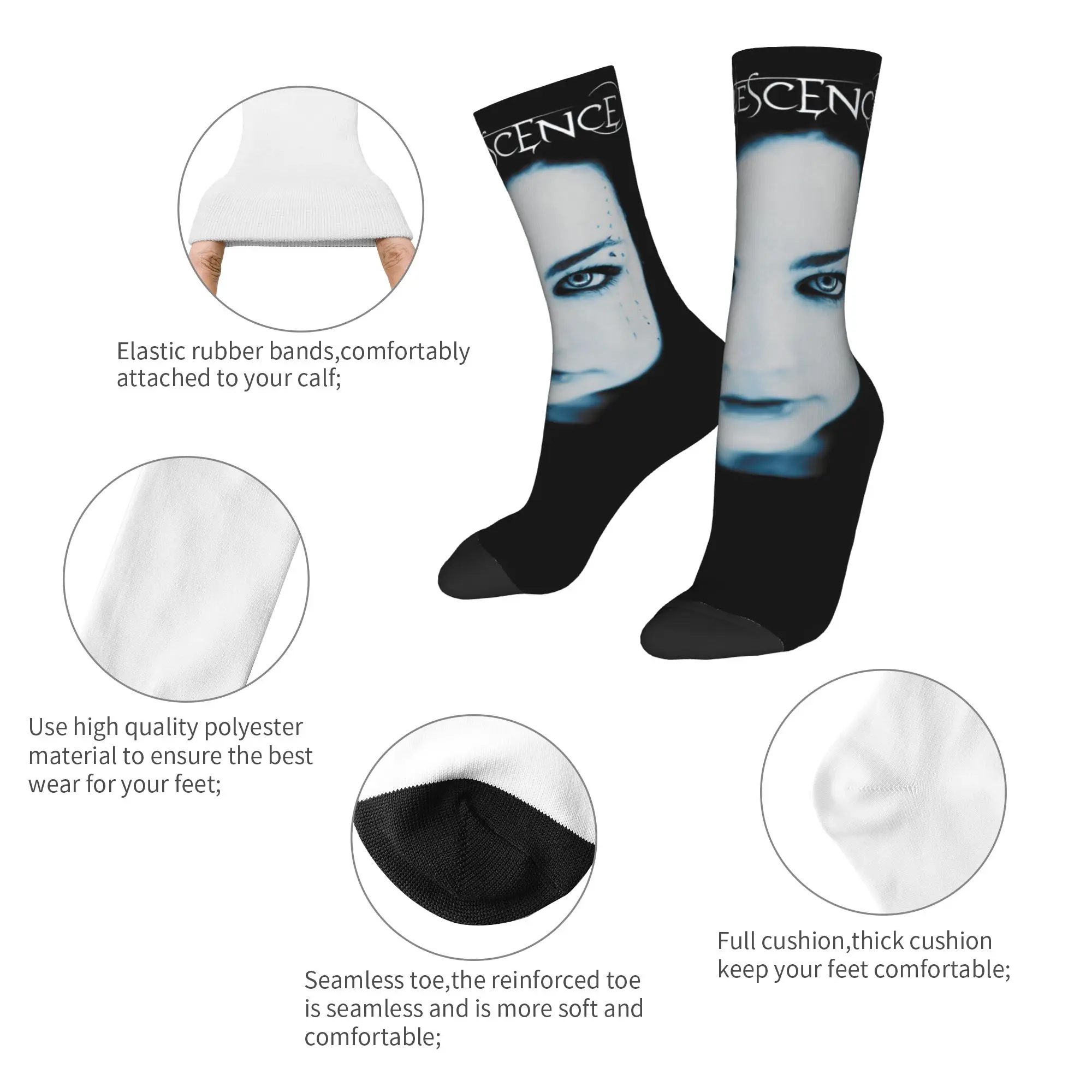 Casual Evanescence Logo Box Sports Socks  Polyester Middle Tube Socks for Women Men Breathable