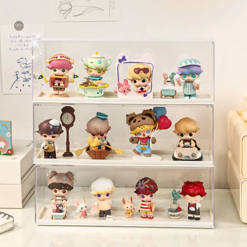 Przezroczysta witryna Lalka z kreskówek Akrylowe pudełko z niespodzianką Figurki Gablota na figurki Stojak na kurz Pudełko do przechowywania zabawek dla lalek