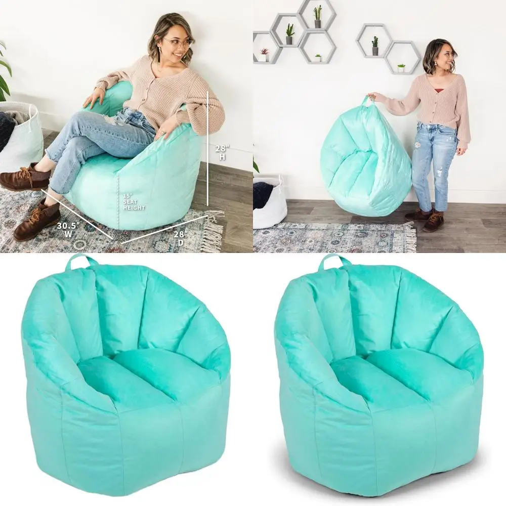

Mint Plush Bean Bag Chair - Comfortable, Lightweight Seat for Kids, Teens, Adults, Reading, and Gaming, 2.5 ft Refillable