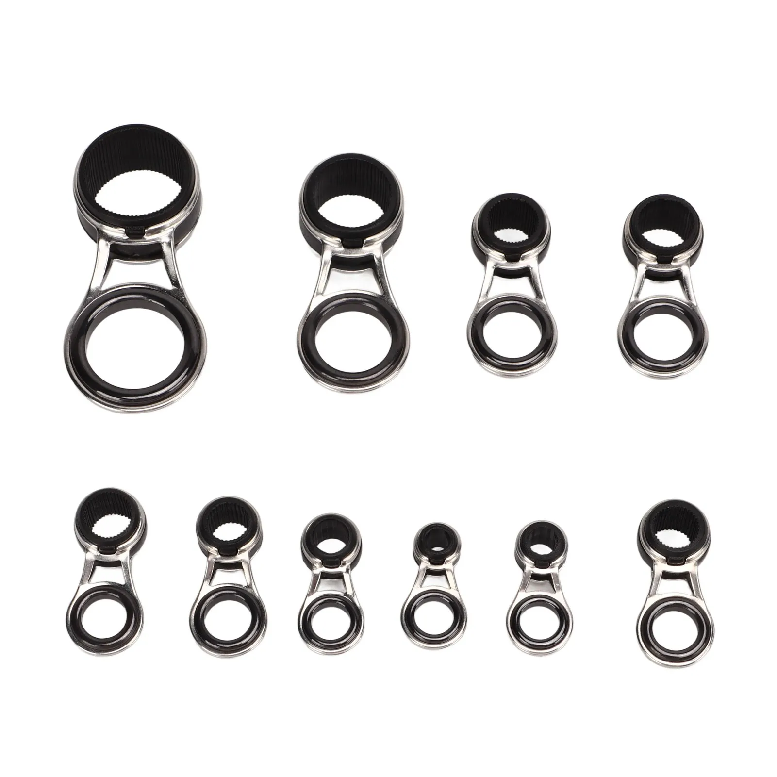 ZK50 10pcs Lure Fishing Rod Guide Rings 5 Sizes Ceramic Stainless Steel Fishing Rod Eye Guide Casting Fishing Rod Tip Repair Kit