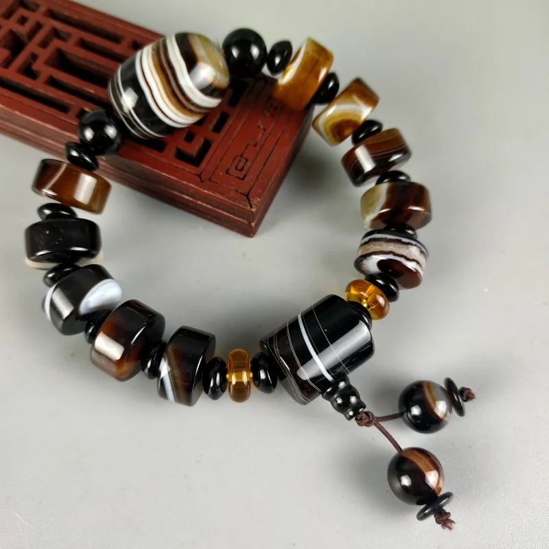 

Sardonyx Agate Bracelet DIY Tibetan Style Abacus Beads Vintage Ethnic Style Couple Bracelet