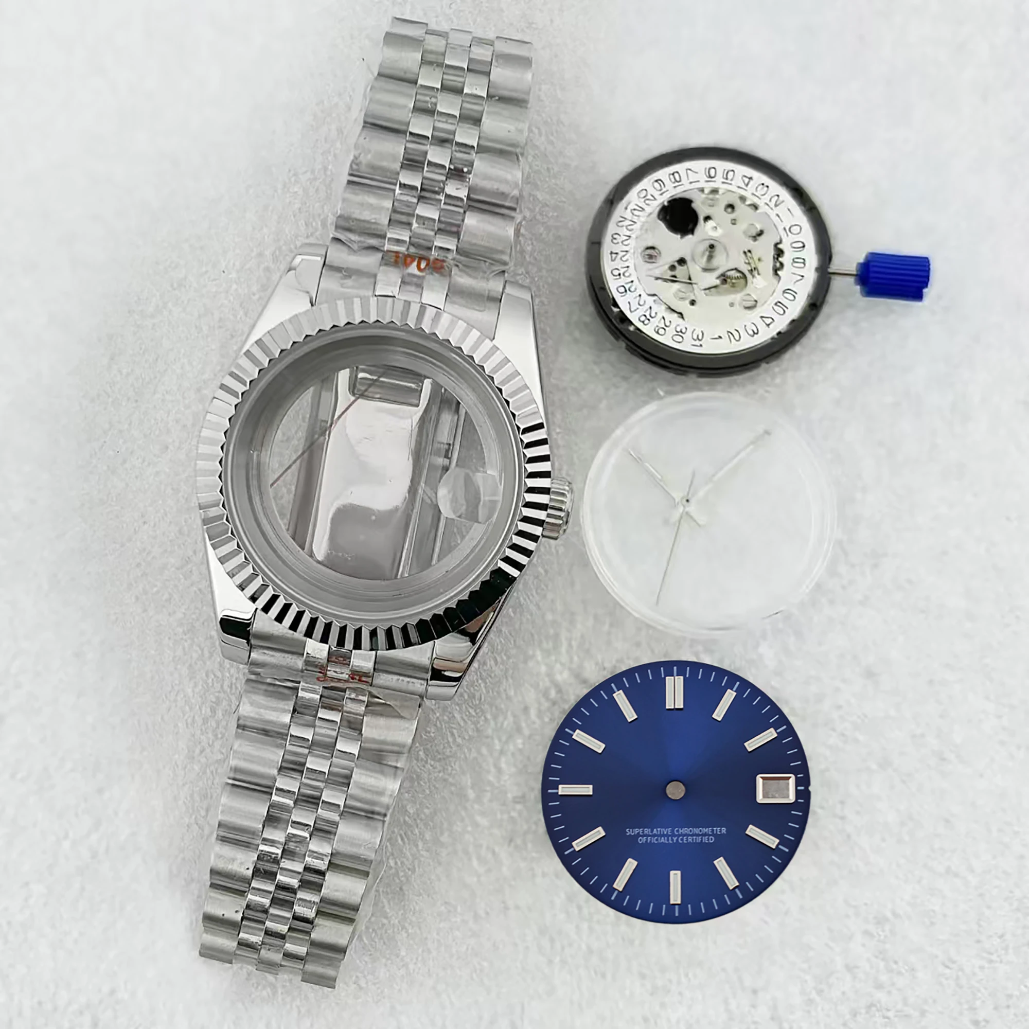 36mm 39mm NH35 Case Roma Dial Hands Pointers Stainless Steel Jubilee Bracelet Strap for NH35 Movement Assemble