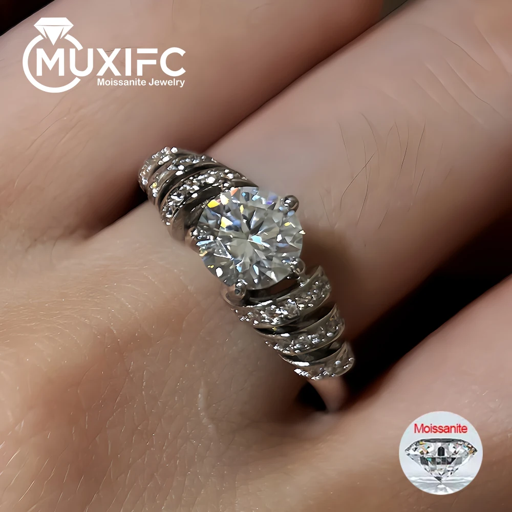 

1CT Moissanite Ring D VVS1 Lab Diamond Engagement Ring for Women 18K Gold Plated 925 Sterling Silver Wedding Band Jewelry Gift