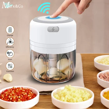 100/250ml Mini Electric Garlic Crusher Vegetable Cutter Pepper Masher Durable Garlic Chopper USB Charging Kitchen Accessories