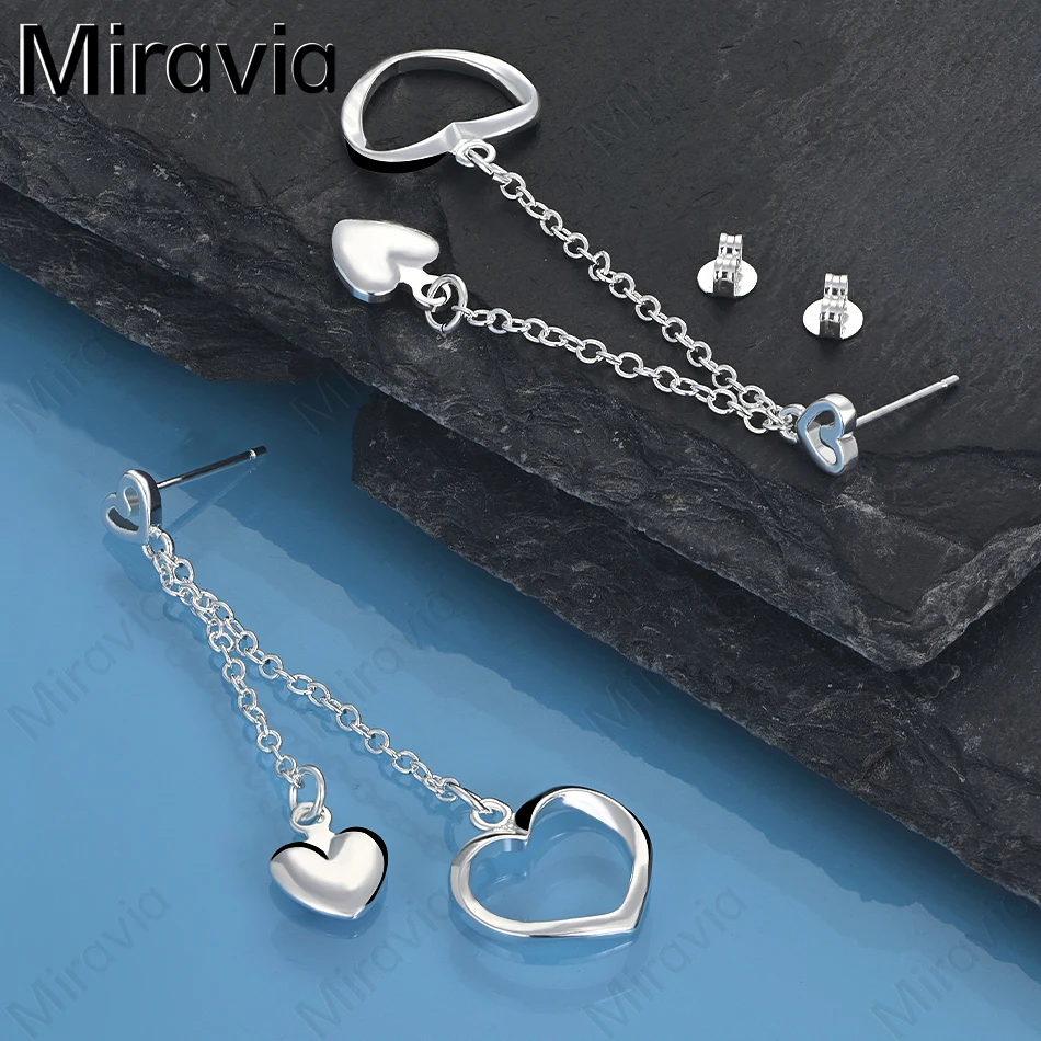 

COALIEN 925 Sterling Silver Heart Shaped Three Hearts Earrings Exquisite Popular Women's Anniversary Gift Jewelry