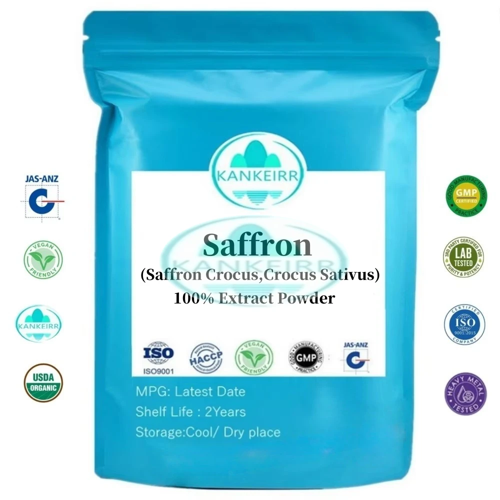 Polvo de extracto de azafrán natural personalizado con bolsa de papel de aluminio, embalaje de bolsa de plástico de doble cubierta para distribuidores globales