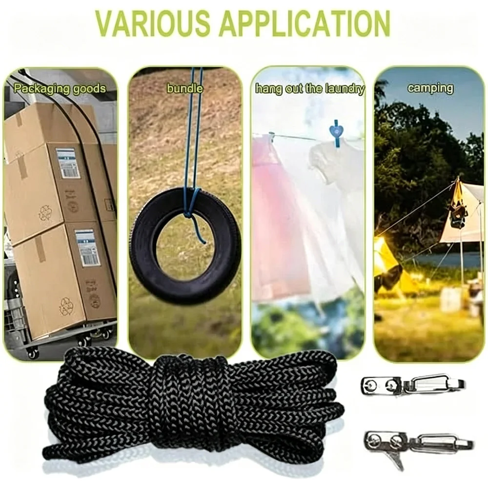 2/4/6 Set Rope Tightening Tool & Tensioner for Easy and Secure Tying, Heavy Duty Retractable Buckle Rope with Accessory Cord
