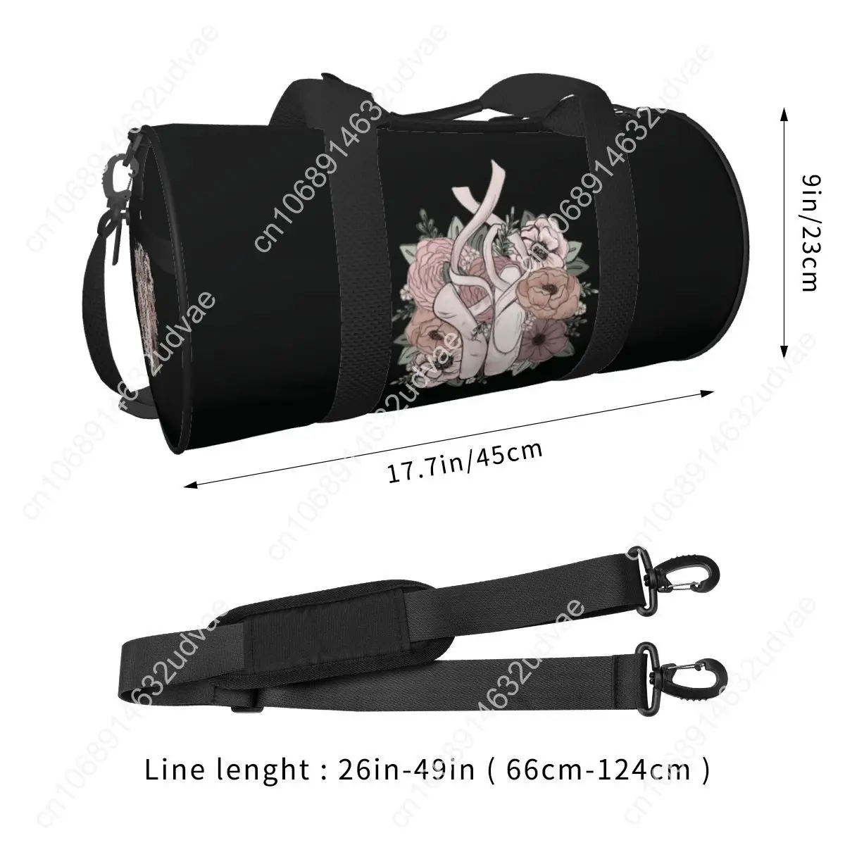 Gym Bag Dancer Florals Sports Bag with Shoes Ballet Art Floral Men Women Weekend Design Handbag Funny Luggage Fitness Bag